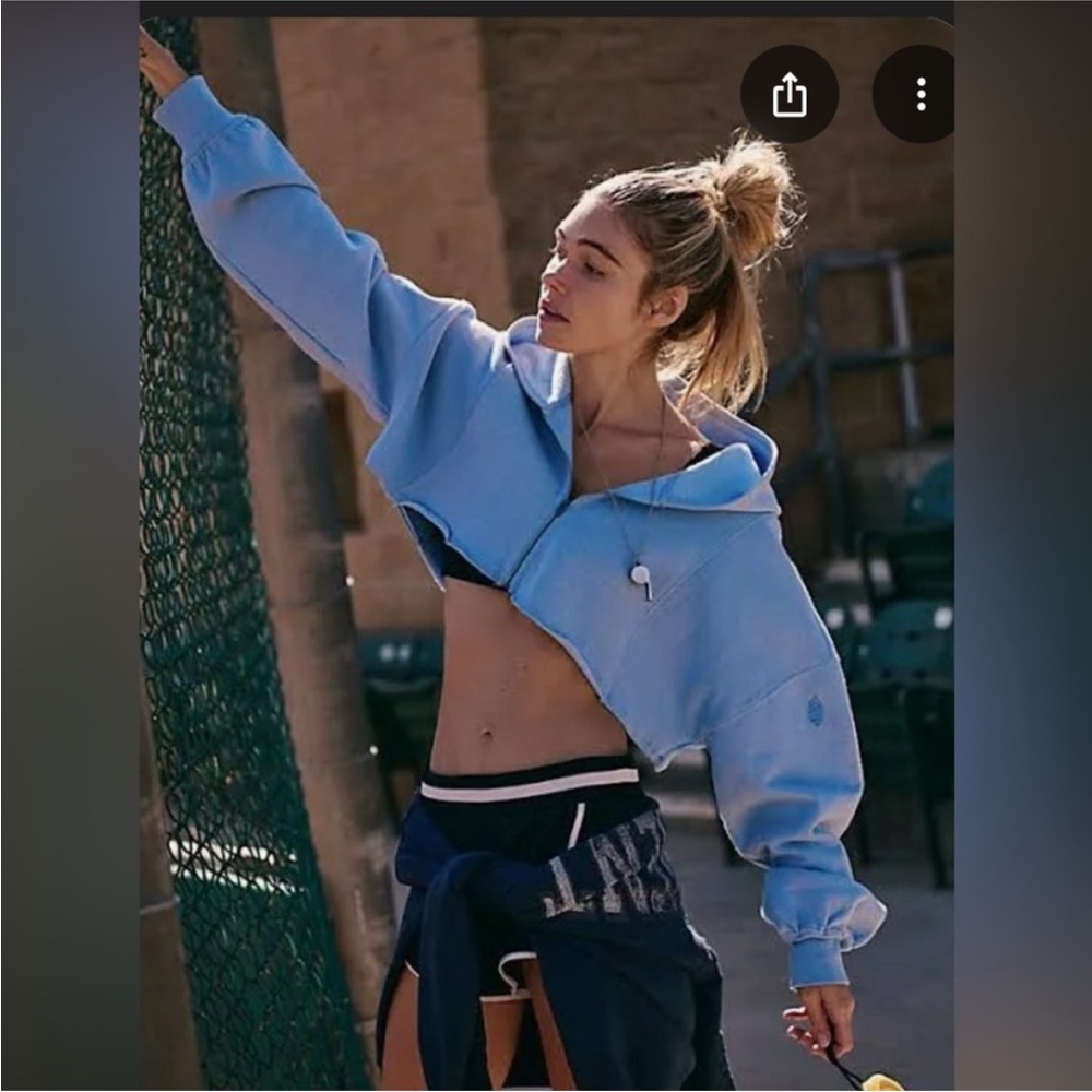 FP Movement Free People Sky Blue Cropped Hoodie - Picture 6 of 9